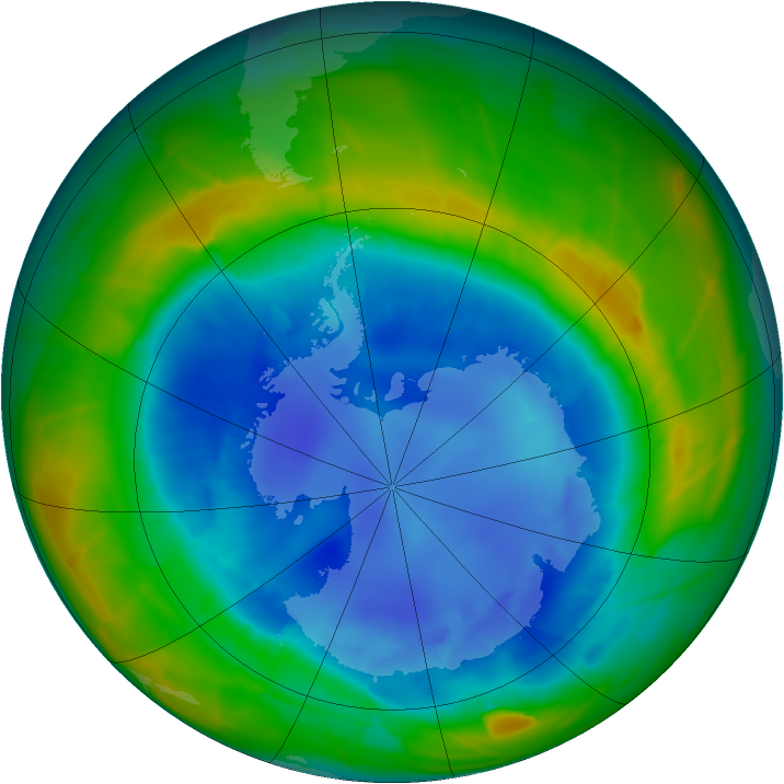 Antarctic ozone map for 29 August 2010